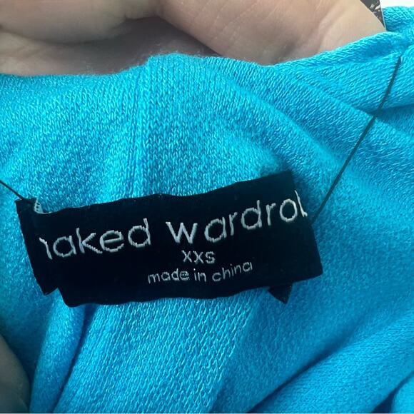 NWT Naked Wardrobe NW Scoop Me Up Long Sleeve Romper Ocean Blue sz XXS Snatched - Picture 7 of 10